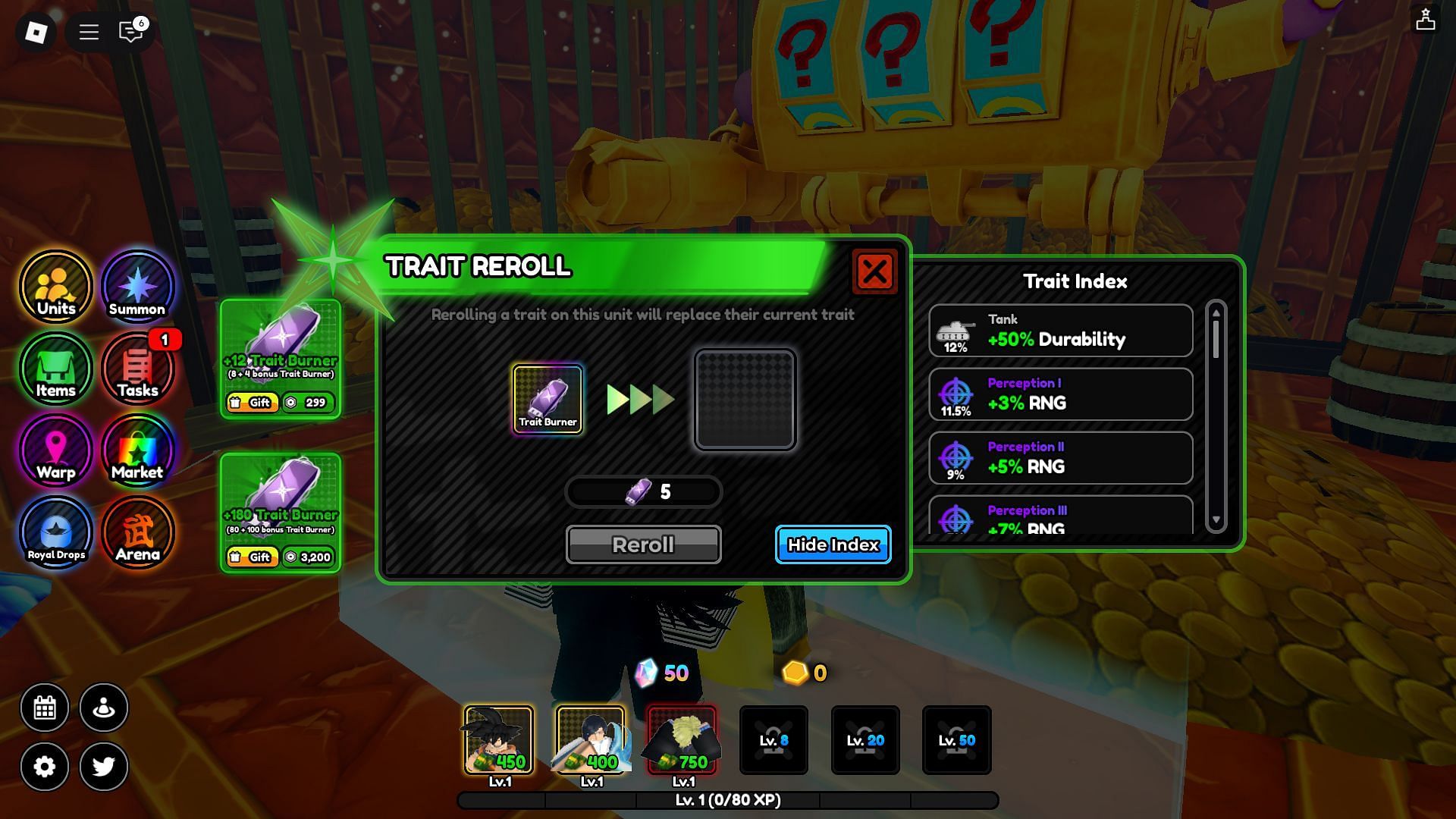 The Traits menu (Image via Roblox)